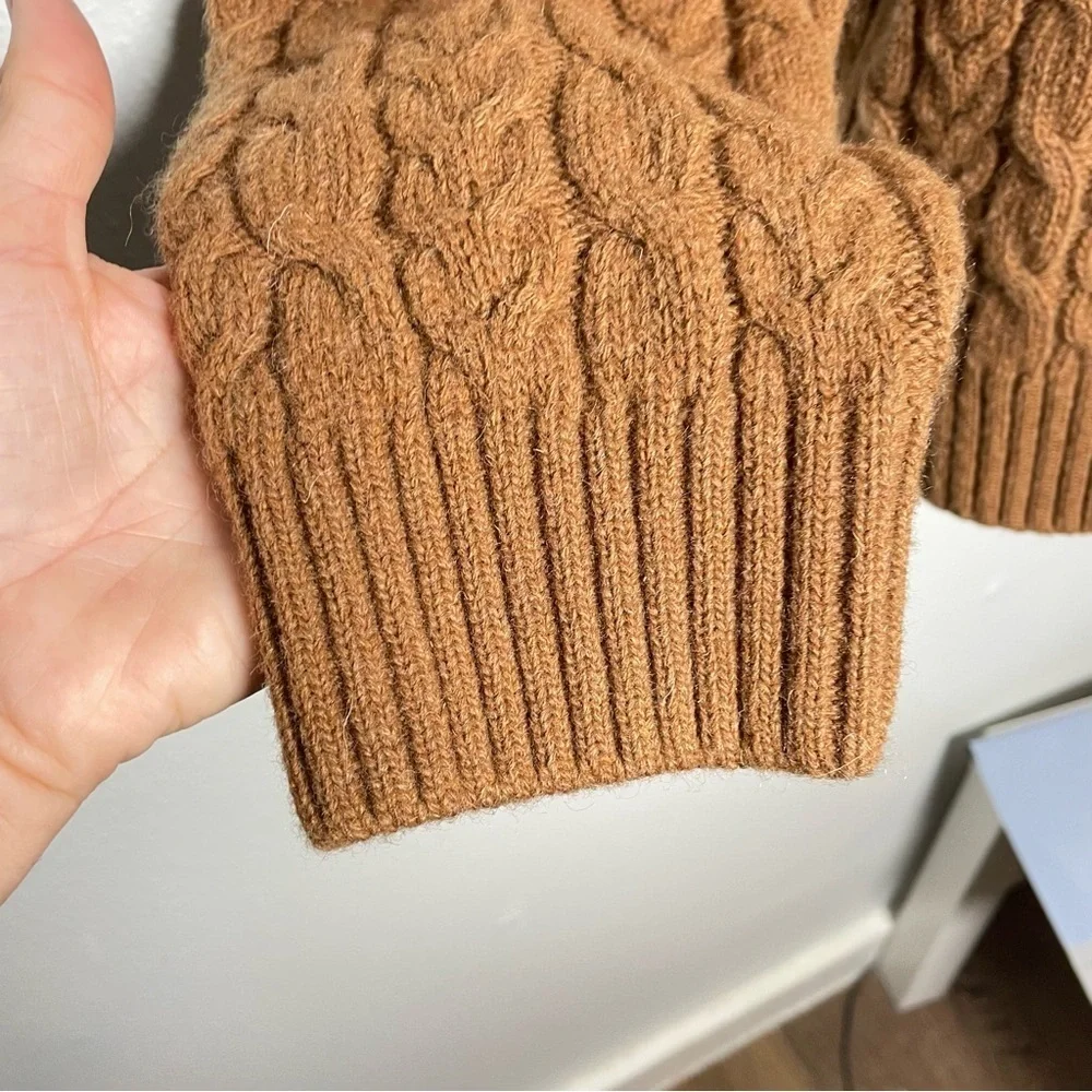 Barque Men’s Camel Brown Cable Knit Wool Blend Sweater Size L